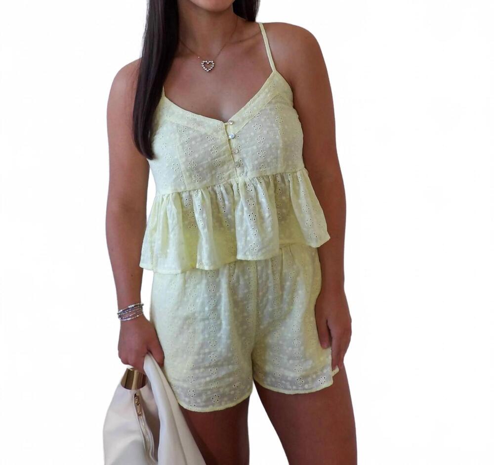 NEW HYFVE the daisy eyelet short set in butter